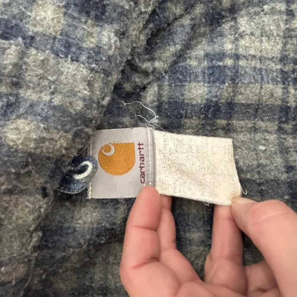 Vtg 2003 Carhartt denim hooded flannel lined jacket - Picture 11 of 12